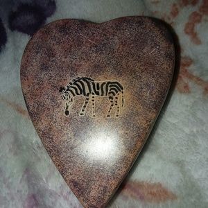 Hand carved soapstone zebra box from Kenya